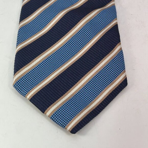 Ermenegildo Zegna Woven Silk Repp Blue Striped MensNecktie heavy diagonal - Picture 1 of 8